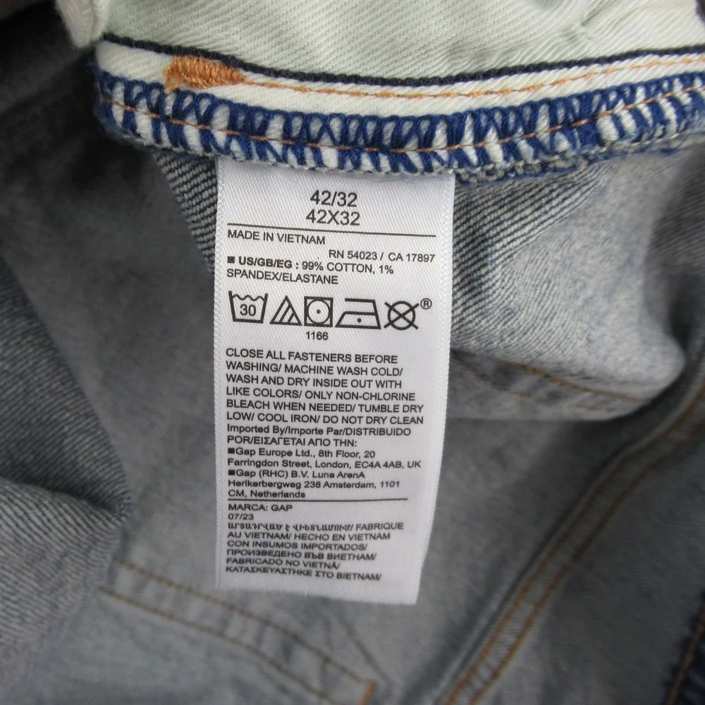 Gap Mens Slim Straight Light Wash Blue Denim Jeans 42x32 709155-00